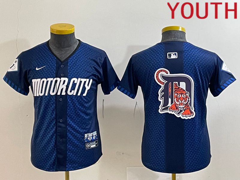 Youth Detroit Tigers Blank Blue City Edition Nike 2024 MLB Jersey style 8->youth mlb jersey->Youth Jersey